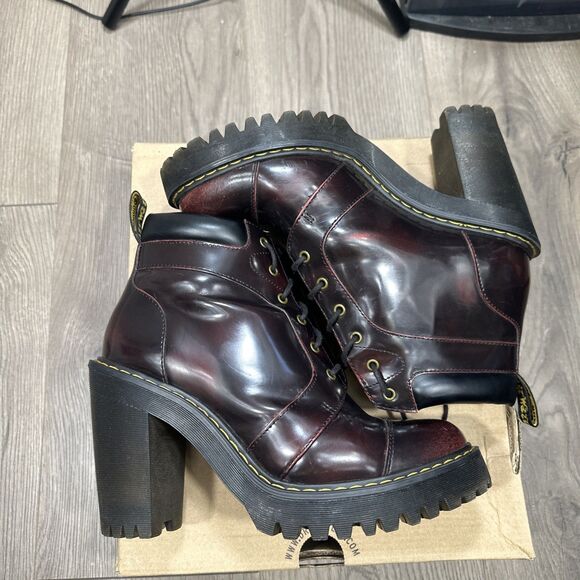 Dr. Martens Averil Lace Chunky Heel Leather Ankle Combat Boots US Size 7 - Picture 3 of 11